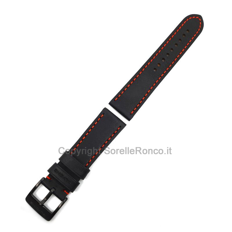CINTURINO GLYCINE PELLE NERA IMPUNTURE ROSSE 24MM